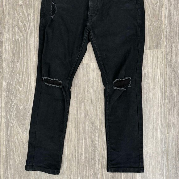 Men's The Perfect Jean Skinny Fit in ripped black (slash) in size 31x26 - Picture 2 of 5
